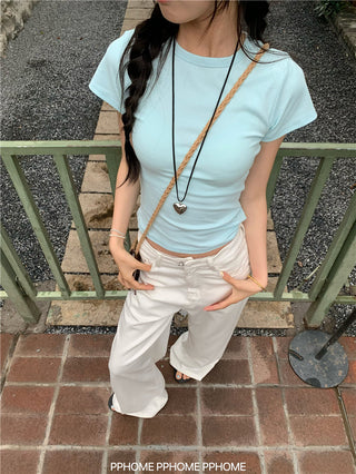 straight shoulder tee top