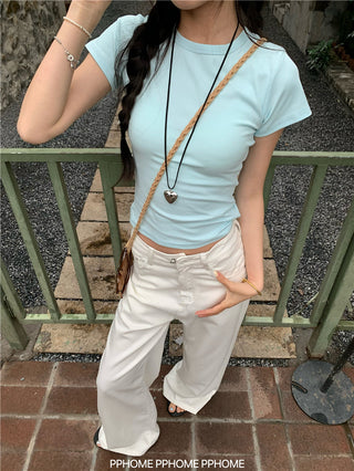 straight shoulder tee top