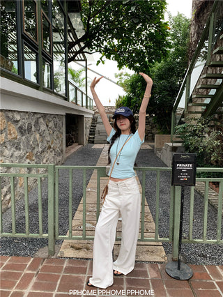 straight shoulder tee top