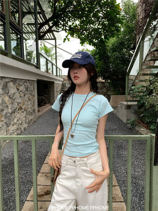 straight shoulder tee top