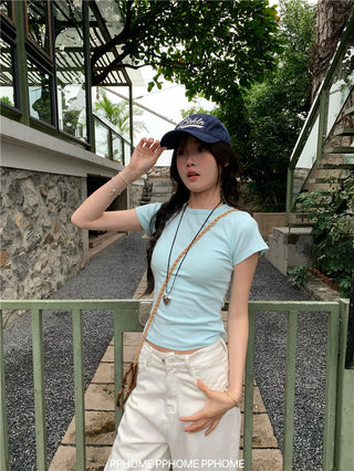 straight shoulder tee top