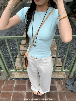 straight shoulder tee top