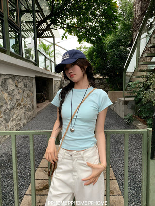 straight shoulder tee top