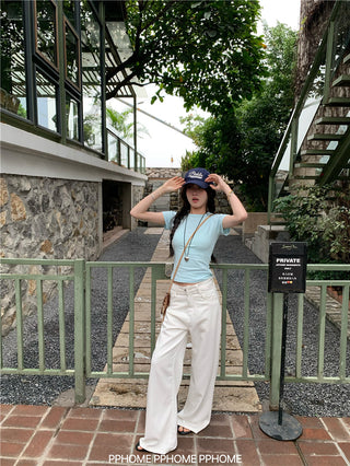 straight shoulder tee top