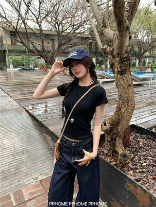 straight shoulder tee top