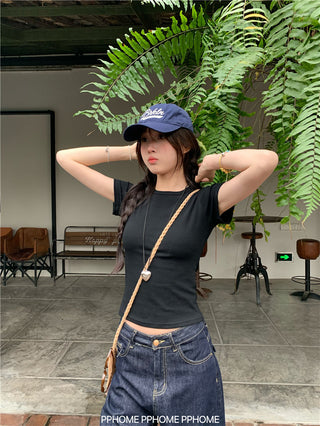 straight shoulder tee top