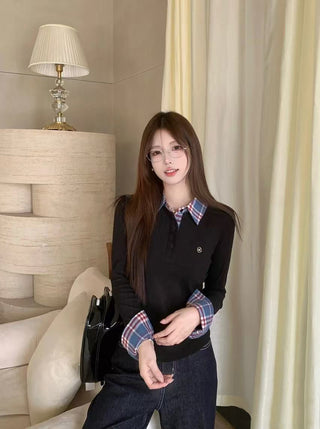 black plaid long shirt