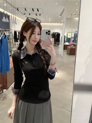black plaid long shirt