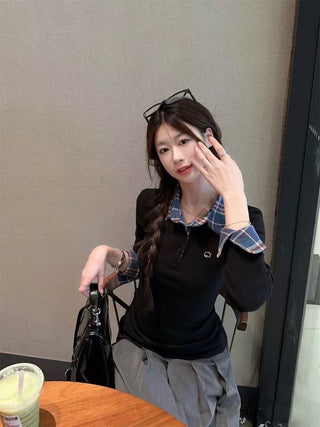 black plaid long shirt