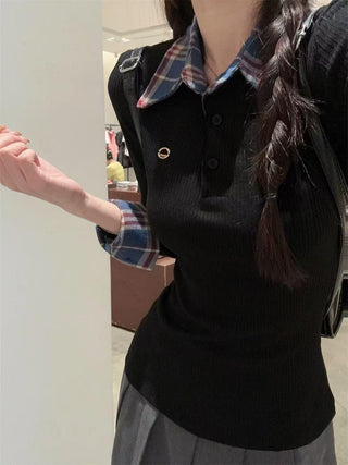 black plaid long shirt