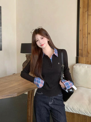 black plaid long shirt