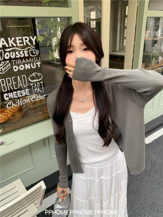 bow embroidery waist Cardigan