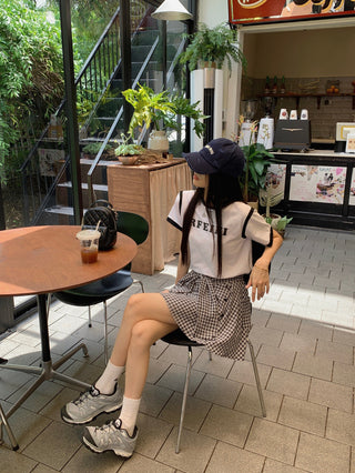 printed plaid 2pc set