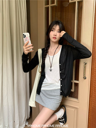 badge twist cardigan coat