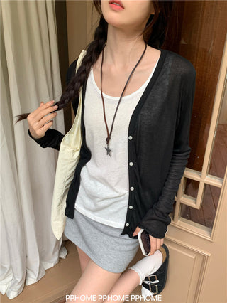badge twist cardigan coat