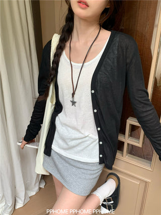 badge twist cardigan coat