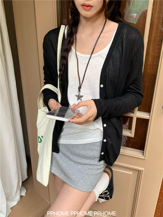 badge twist cardigan coat