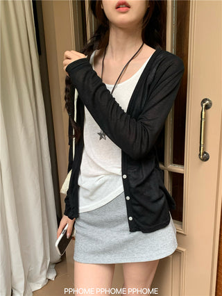 badge twist cardigan coat
