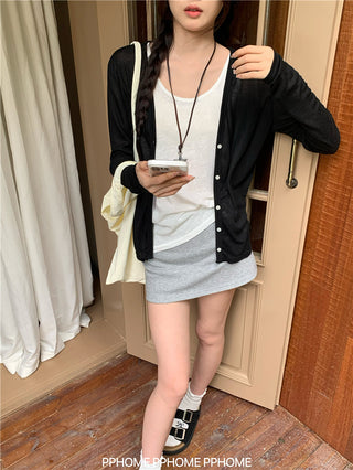 badge twist cardigan coat