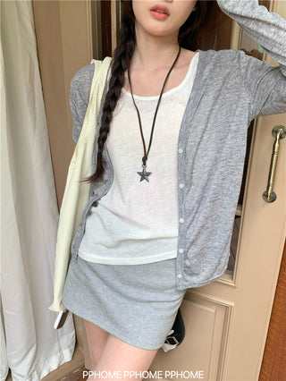 badge twist cardigan coat