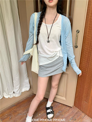 badge twist cardigan coat