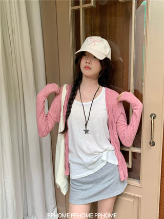 badge twist cardigan coat