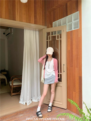 badge twist cardigan coat
