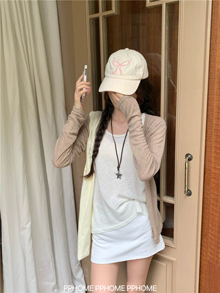badge twist cardigan coat