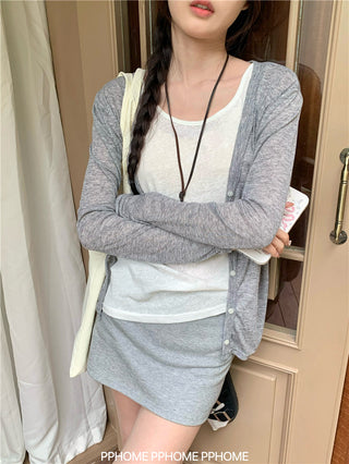 badge twist cardigan coat