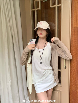 badge twist cardigan coat