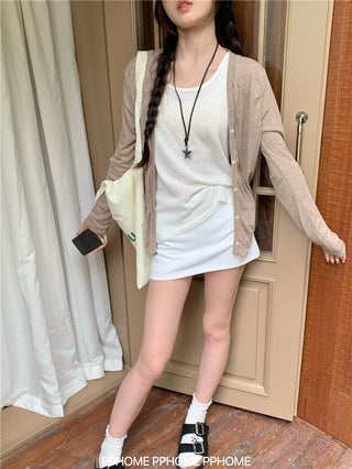 badge twist cardigan coat