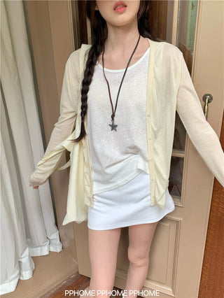 badge twist cardigan coat