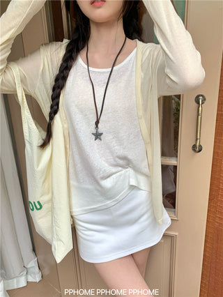 badge twist cardigan coat