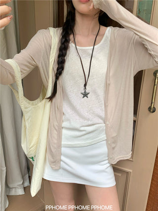 badge twist cardigan coat