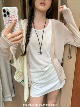 badge twist cardigan coat
