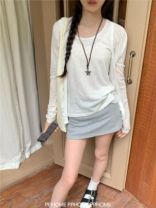 badge twist cardigan coat