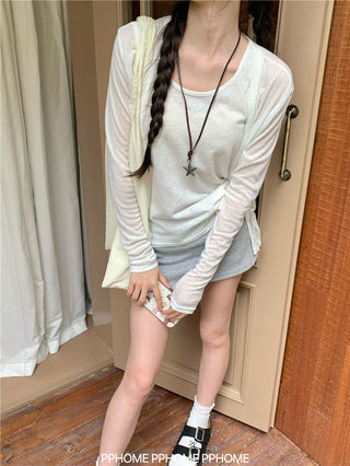 badge twist cardigan coat