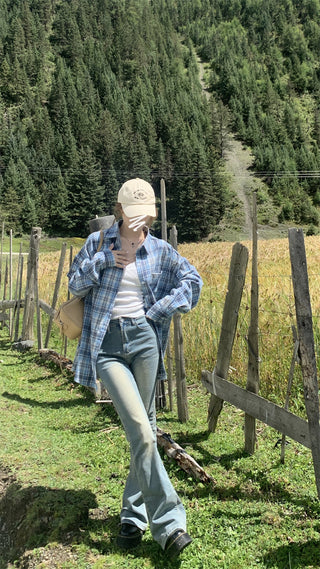 cream striped shirt top
