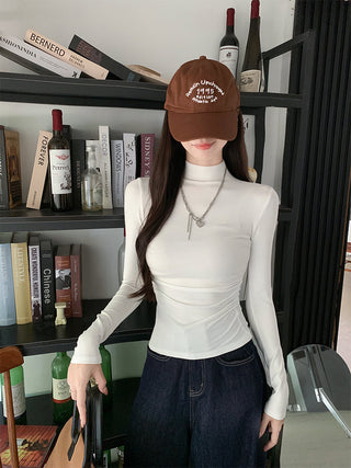half turtleneck tight long-sleeved T-shirt