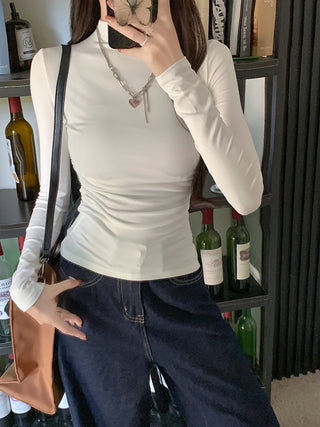 half turtleneck tight long-sleeved T-shirt