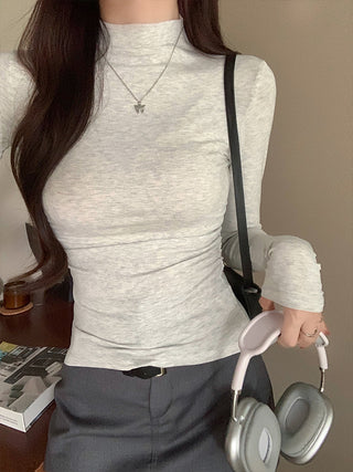 half turtleneck tight long-sleeved T-shirt