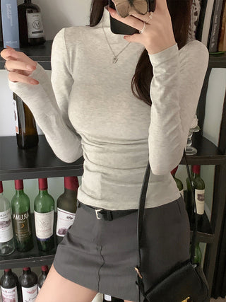 half turtleneck tight long-sleeved T-shirt