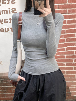 half turtleneck tight long-sleeved T-shirt