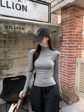 half turtleneck tight long-sleeved T-shirt