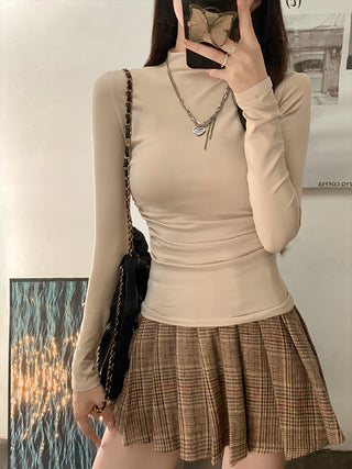 half turtleneck tight long-sleeved T-shirt