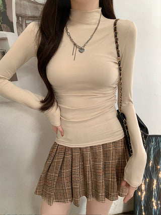 half turtleneck tight long-sleeved T-shirt