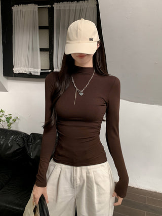 half turtleneck tight long-sleeved T-shirt