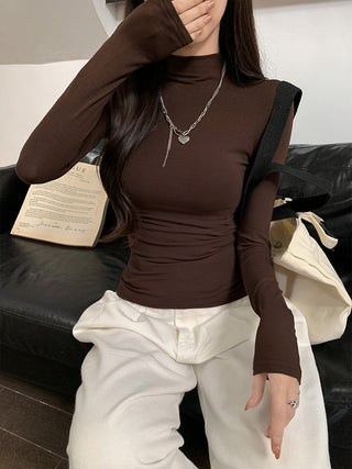 half turtleneck tight long-sleeved T-shirt