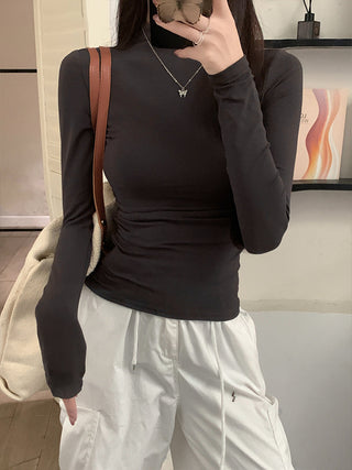 half turtleneck tight long-sleeved T-shirt