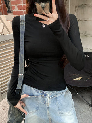 half turtleneck tight long-sleeved T-shirt